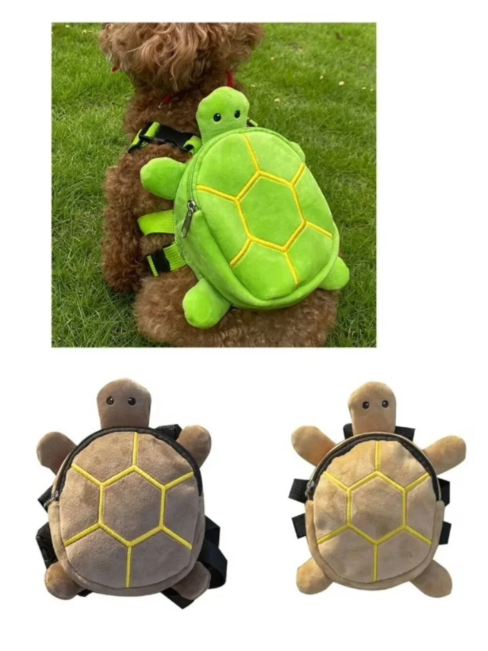 [NEW] Dog Bag Cartoon Turtle Pet Backpack Plush Bag for Walking (GREY)